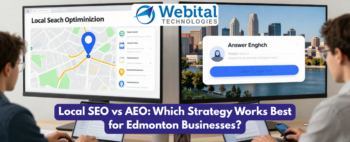 Local SEO vs AEO strategies helping Edmonton businesses improve search visibility and AI-driven search results